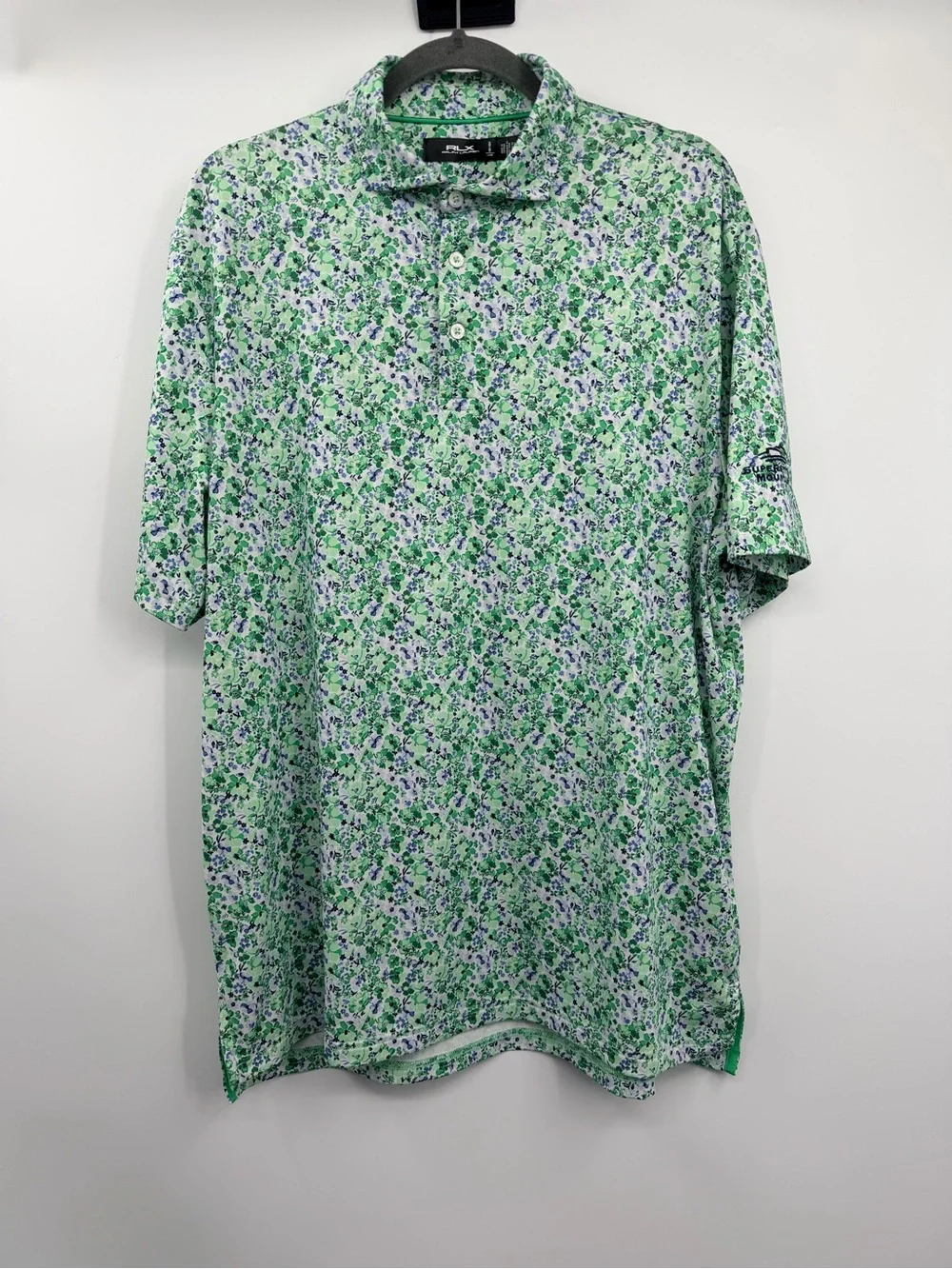 RLX Ralph Lauren Classic Fit Performance Golf Polo Mens L Green Floral